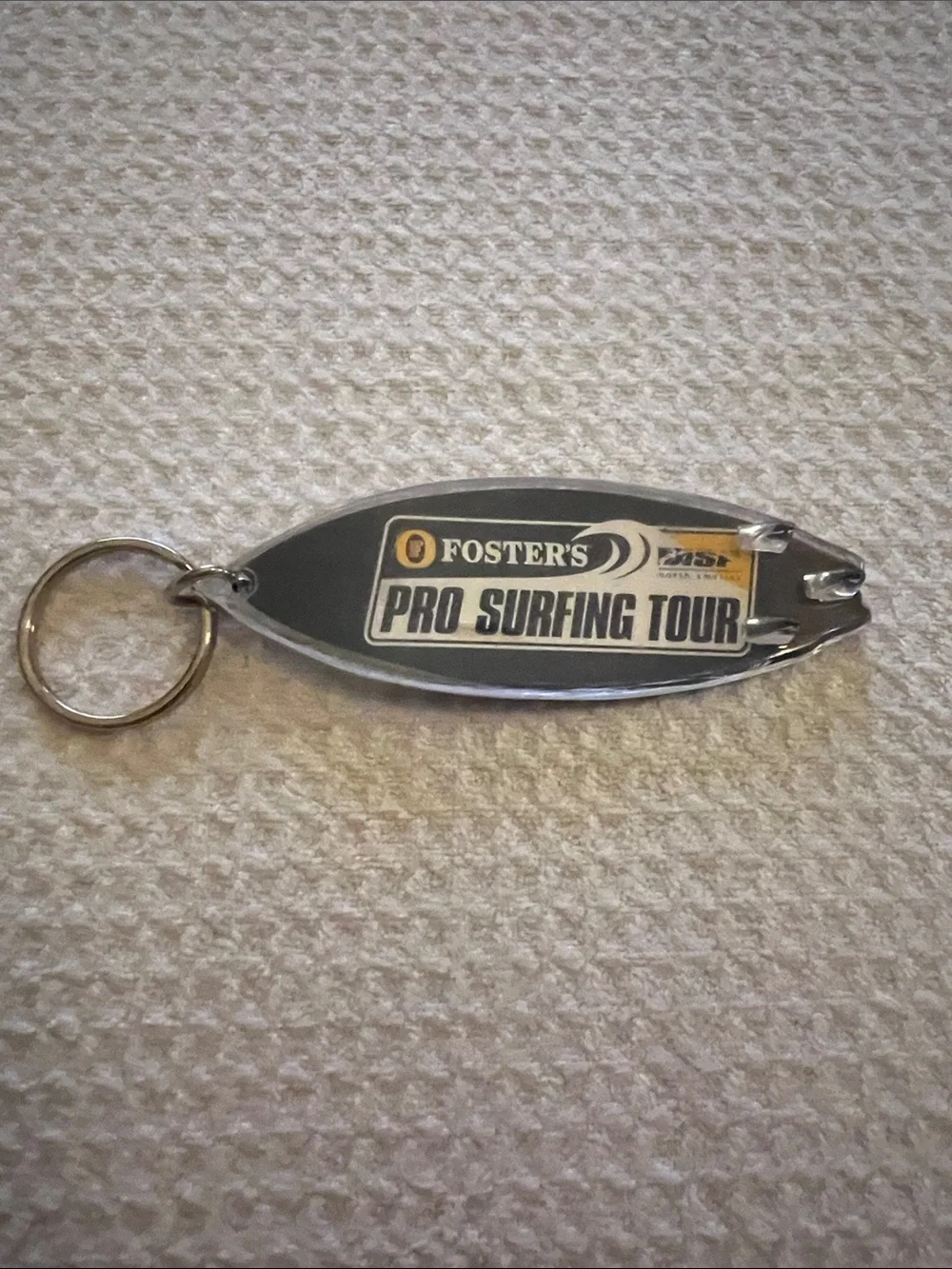 Foster Pro Surfing Tour Gray and Yellow Surfboard Keychain